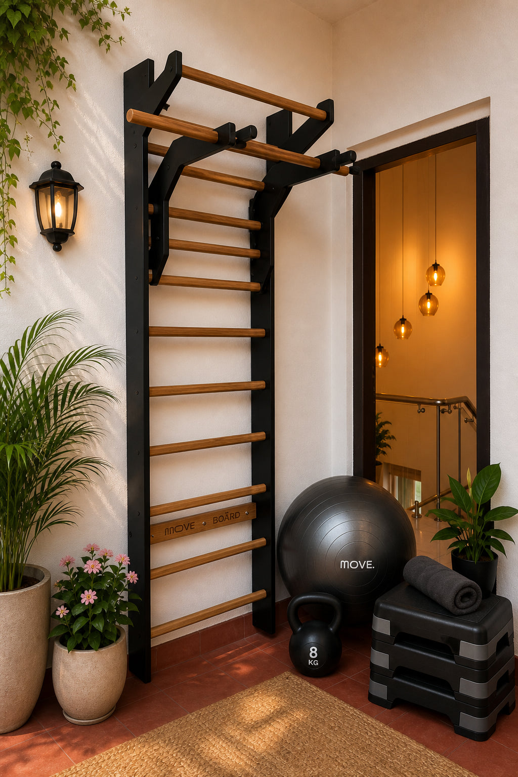 Moveboard pull-up station angle