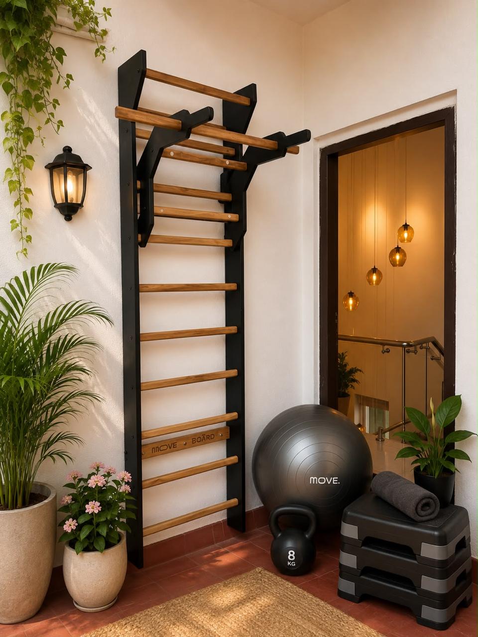 Moveboard corner setup with warm interior light